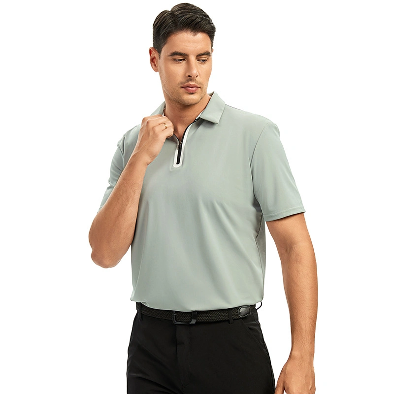 Nouveau design Polo Golf T-shirts en coton avec broderie imprimée, polo à fermeture éclair, t-shirt polo avec logo personnalisé.