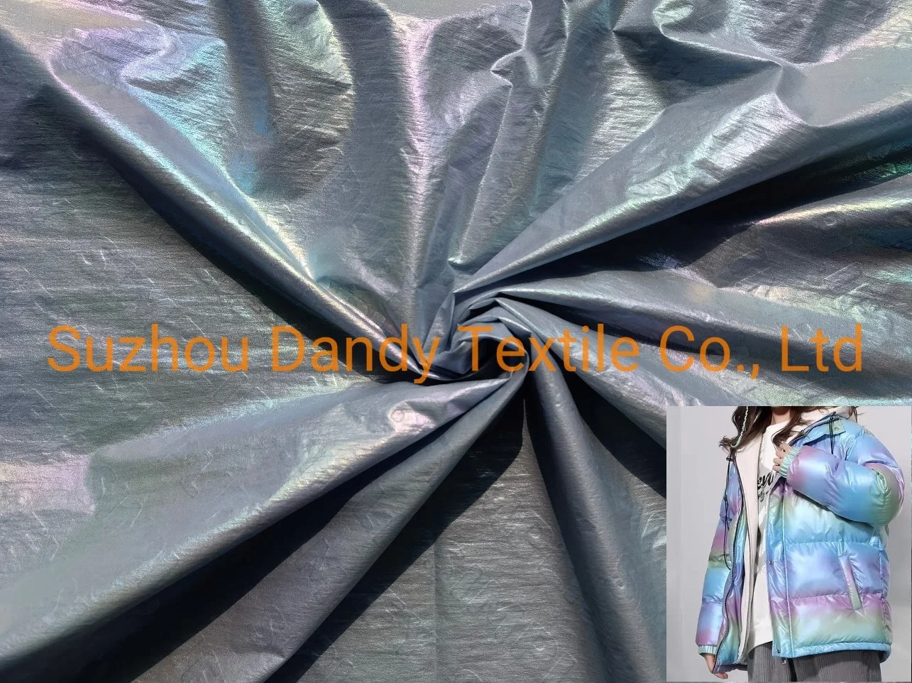 Hot Sale Garment Waterproof Woven Wholesale/Supplier Market 100% Nylon 380t Foiled Fabric