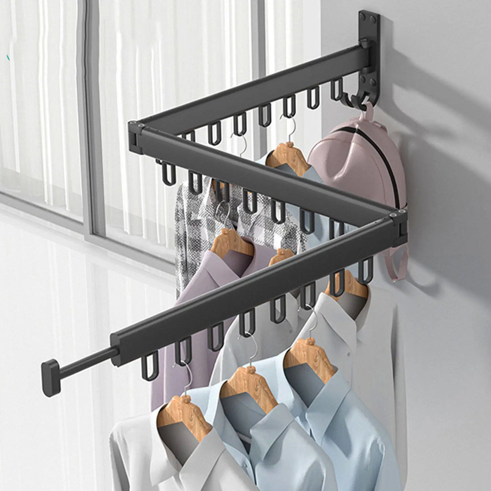 360 Servicio de lavandería de estante de secado de ropa toalla Tendedero Wall-Mounted colgador perchero