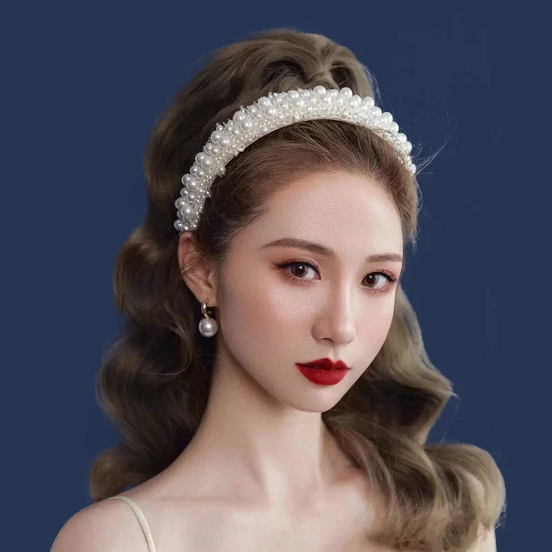 High quality/High cost performance  Luxury Fashion Pearl Hairband Korean Simple Hair Accessories Fine Headband for Women Girls