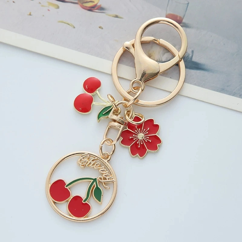 Hard Enamel High quality/High cost performance  Fashion Design Fruit Strawberry Cartoon Anime Comic Personalized Zinc Alloy Keychain