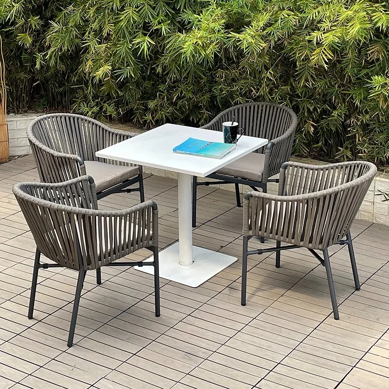 Hochwertige Brown Aluminium Rahmen Rattan Stühle Set Terrasse Im Freien Möbel Freizeit Garten 9PCS Essenset Rattan Gartenmöbel