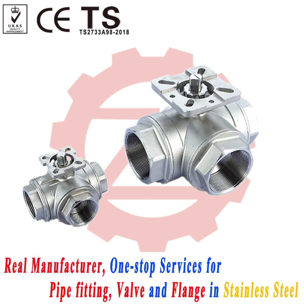 ASME B16.34 Stainless Steel 3 Way Thread Ball Valve