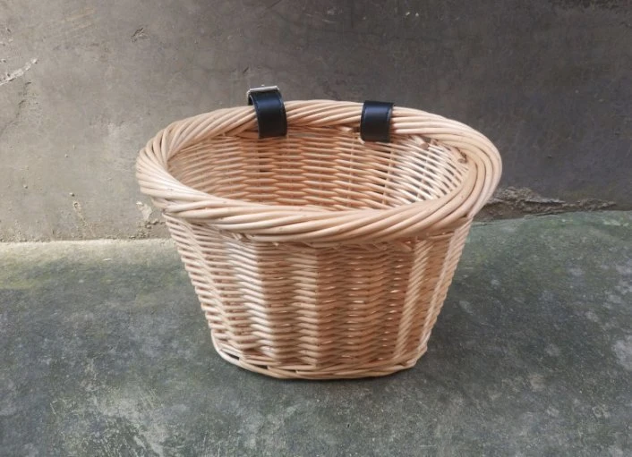 Eco-Friendly Natural Demountable Wicker Bicycle Basket Use for Mountain Bike