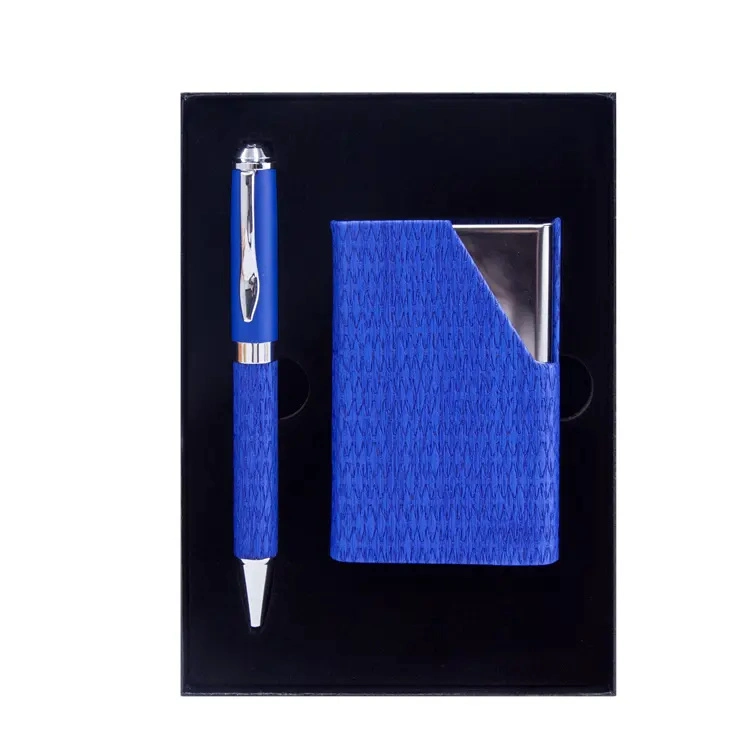 Custom Leather Boxed Gift Set Promotion Gift Giveaways Pen Set with Business Card Holder