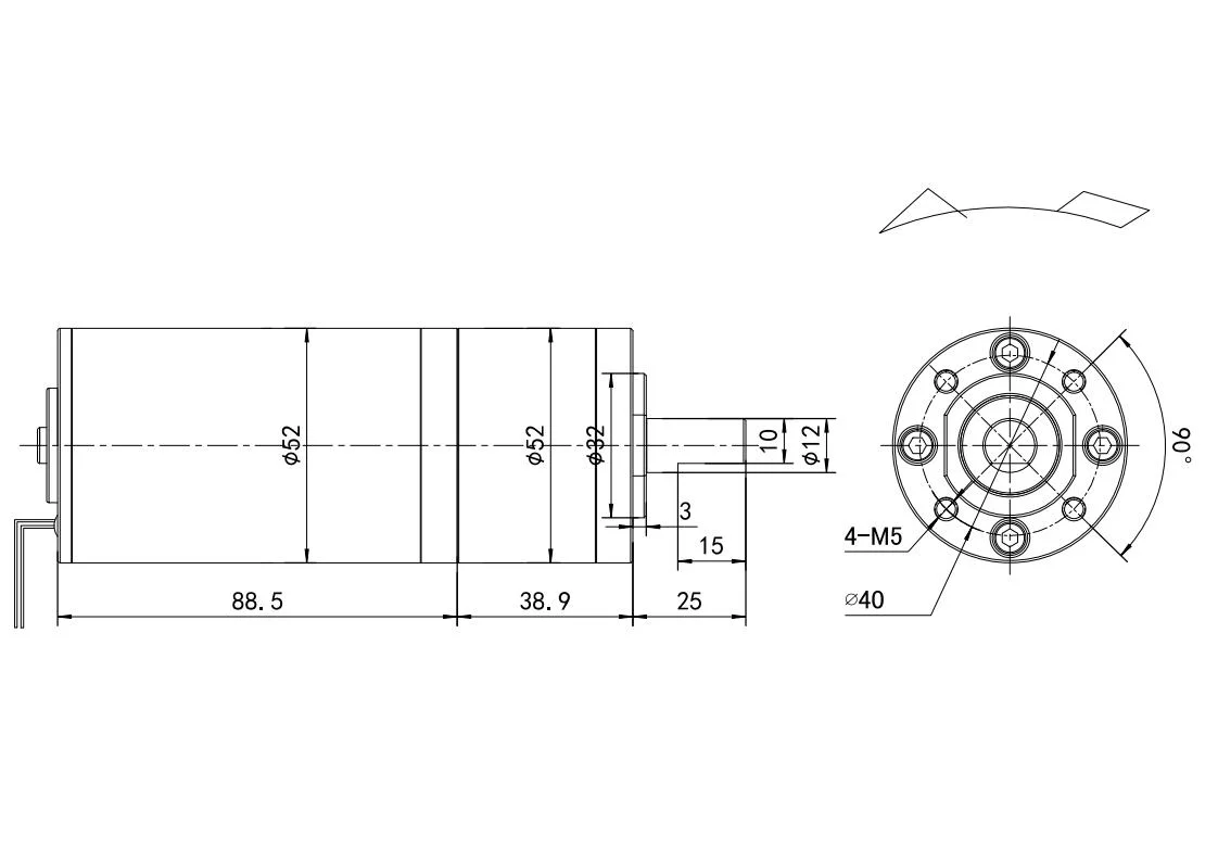 Venda Direta de fábrica 60W Micro 52mm PMDC eléctrico Motor escovado com caixa de engrenagens 12V48V