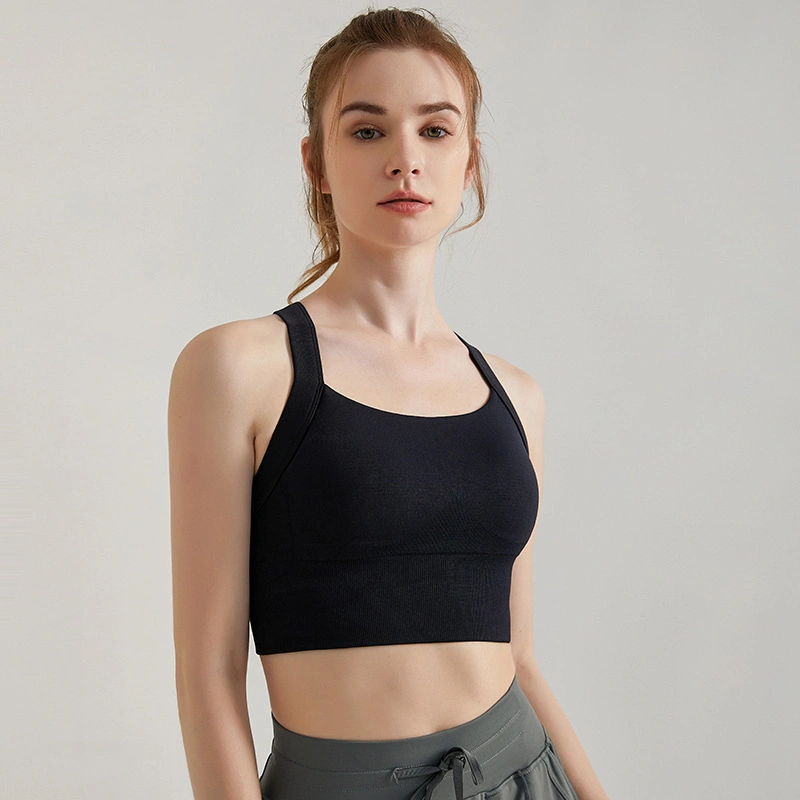 Autumn One-Piece Sports Bra Shock-Proof After The Buckle Body-Building Fixed Cup Outside Wearing Running Jump Rope Beauty Back Fast Dry Woman Underwear