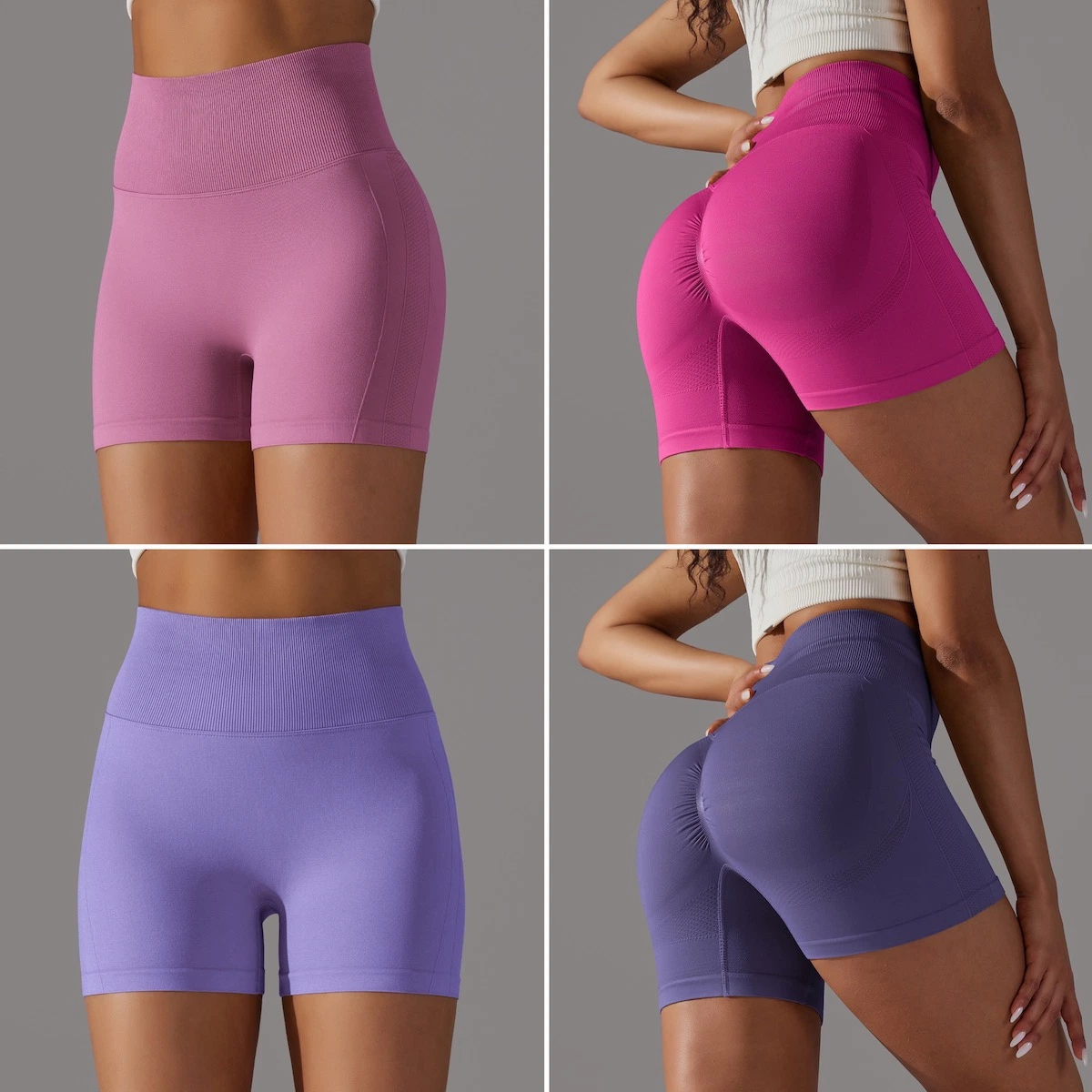 Amazon Hot Popular 20 colores Fitness ropa perfecta Gimnasio Biker Shorts para mujer, Custom Scrunch Booty Shorts compresión Yoga ropa con línea de contorno