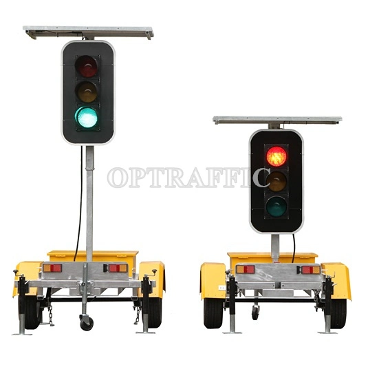 Solar Angetriebener Trailer Ampel Trailer Mobile Verkehrskontrollsignal Wireless Portable 4 oder 1 Seitenverkehrssignale