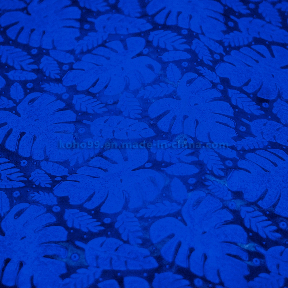 Dark Blue Leaf Non Woven Emboss Material for Tablecover