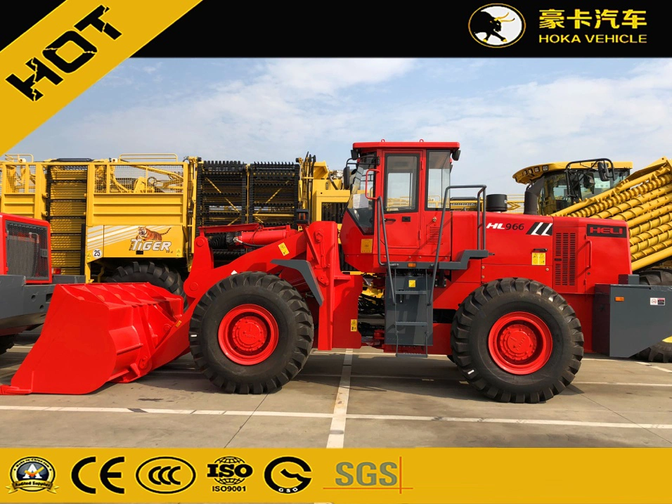 Heli Hl966 6t Agricultural Construction Machinery Heavy Duty Front Mini Wheel Loader 3.5cbm Bucket Red