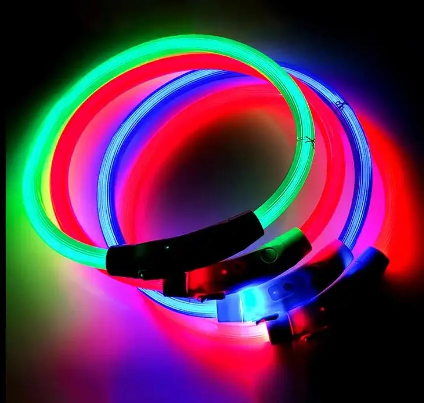 Silicone LED Dog Collar Light up Pet Collar USB Rechargeable Waterproof Dog Collar Pet Supply