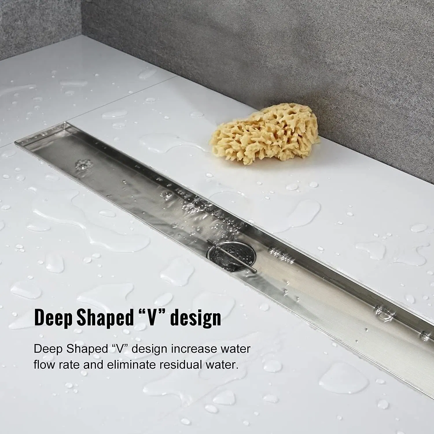 Linear Shower Floor Drain, 32 Inch Brushed Nickel 304 Stainless Steel Bathroom Drains