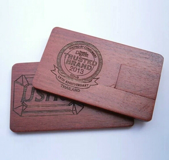 Ultra Thin Wooden Card U Spiral Square Flash Disk Jahresende Weihnachtsgeschenke