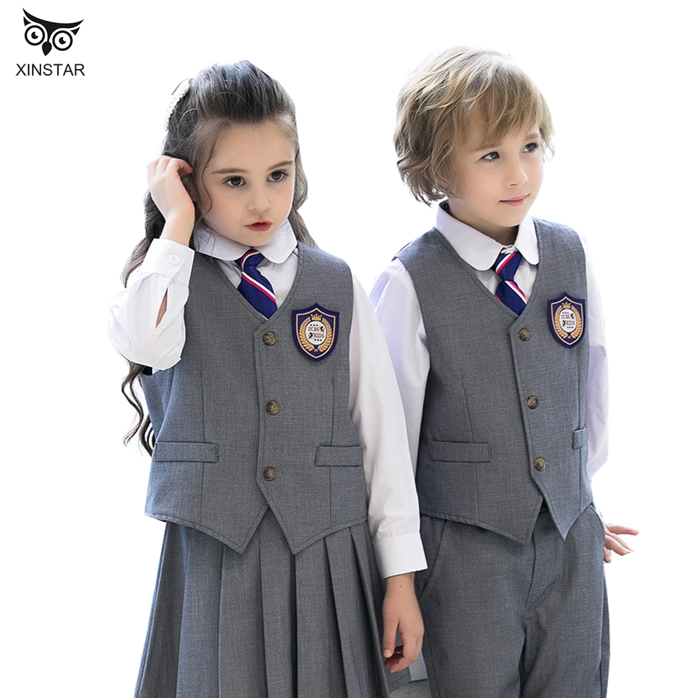 China Manufacturers Custom School Uniform Jumper Vest Dress for Kid