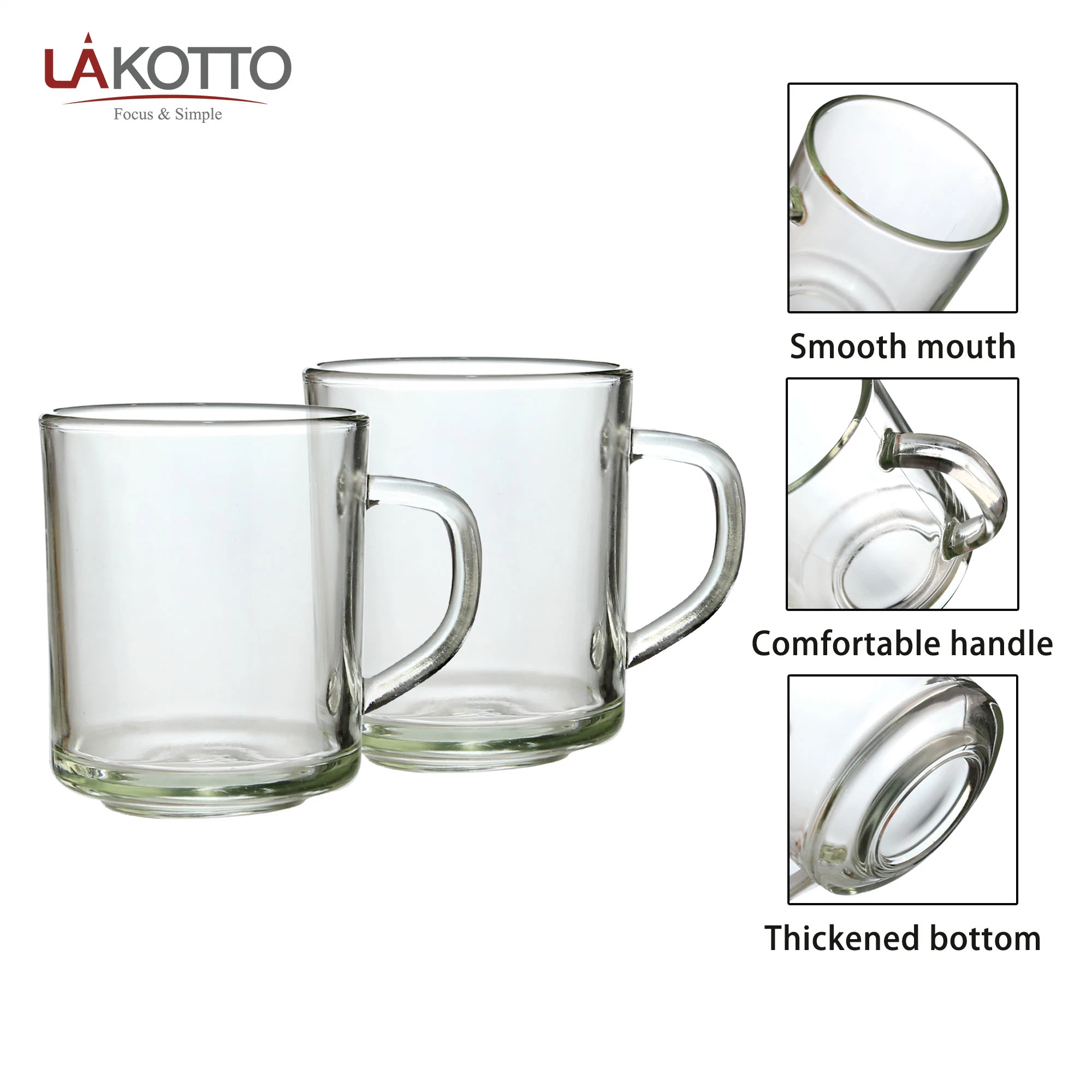 Glass Cup 240ml-Clear Reusable Coffee Mug Single Layer Drinking Glass Cup Tea Cup Glass