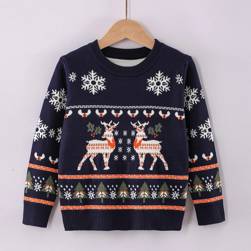 Boys Girls Christmas Knitted Sweaters Autumn Winter Xmas Warm Pullover Kids Clothing 2023 Baby Santa Claus Sweaters