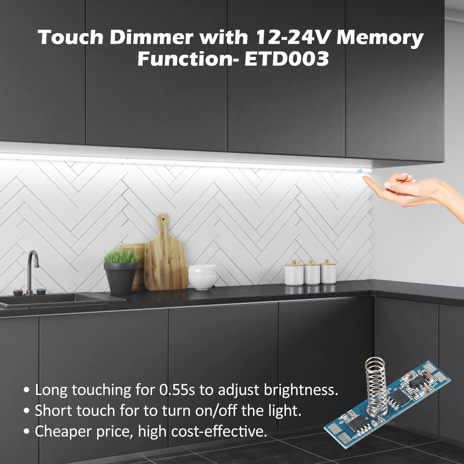 Interruptor de circuito de Dimmer LED con atenuación Touch Dimmer PCB Interruptor de luz inteligente interruptores táctiles