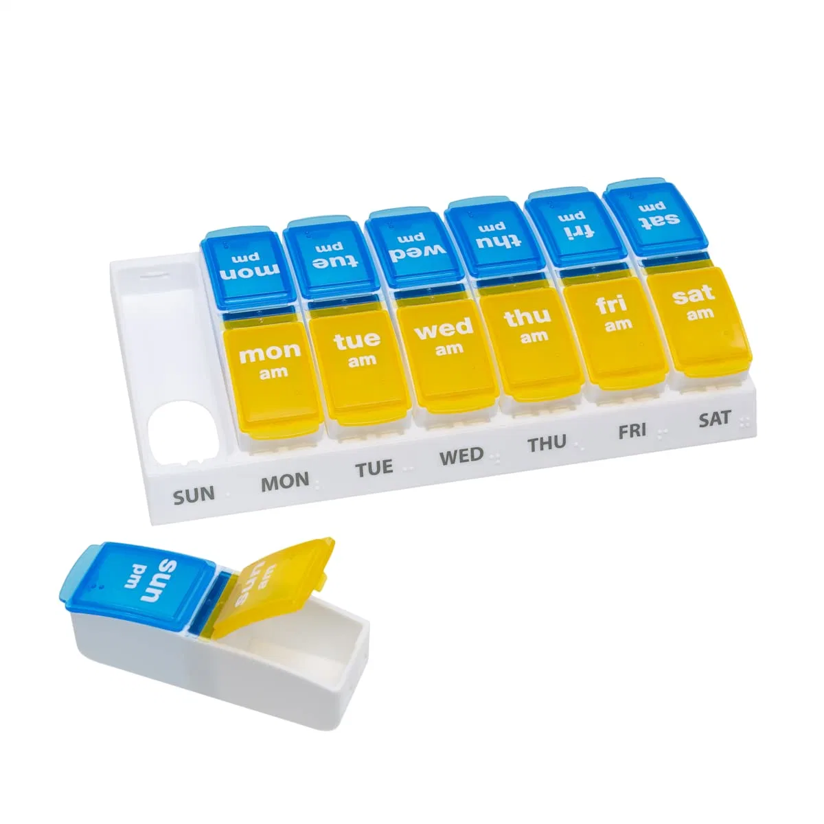 Wholesale Weekly Removable Pill Box case 7 jours 14 compartiments Boîte de pilules en plastique