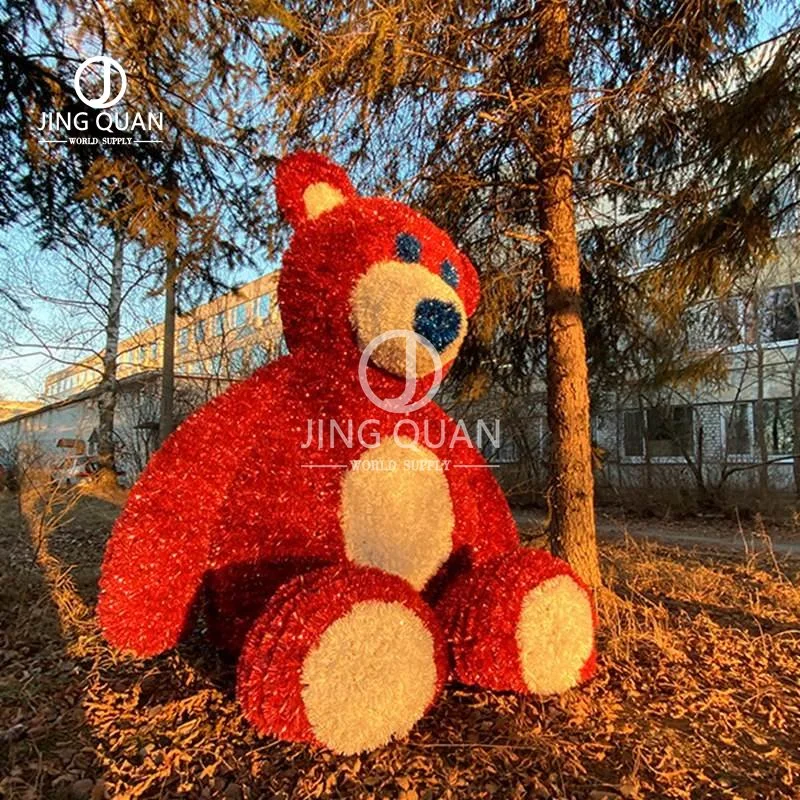 Красный Санта-Медведь свет большие 3D скульптуры животных Custom Рождественские светильники Садовые декорации в саду
