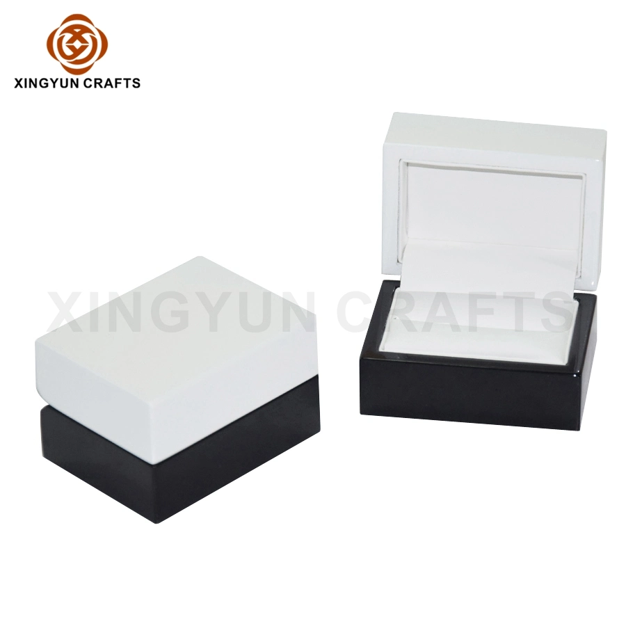 Personalized High-End Quality Two Tone Color Luxury Wooden Jewelry Package Box Diamond Wedding Ring Box