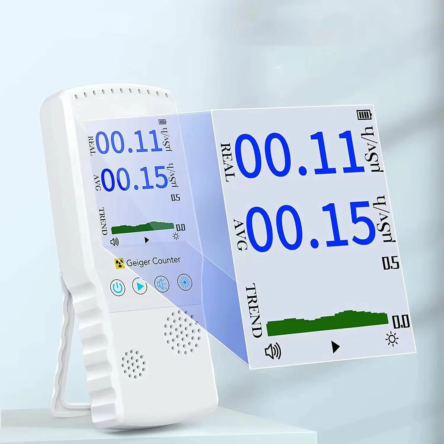 Pantalla LCD digital Contador Geiger Dosimetro recargable nuclear de radiación de alimentos Detector de medidor Beta Gamma Radiómetro para medición de radiación