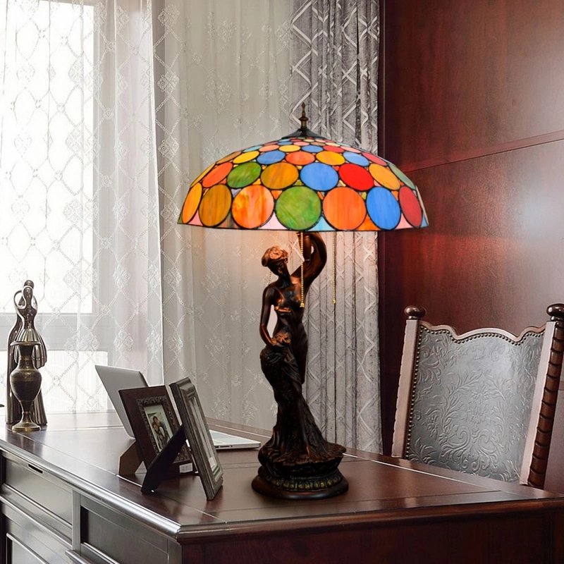 Tiffany Style candeeiro de mesa Salão de turismo de vidro da lâmpada de luz de mesa 20 polegadas da retaguarda