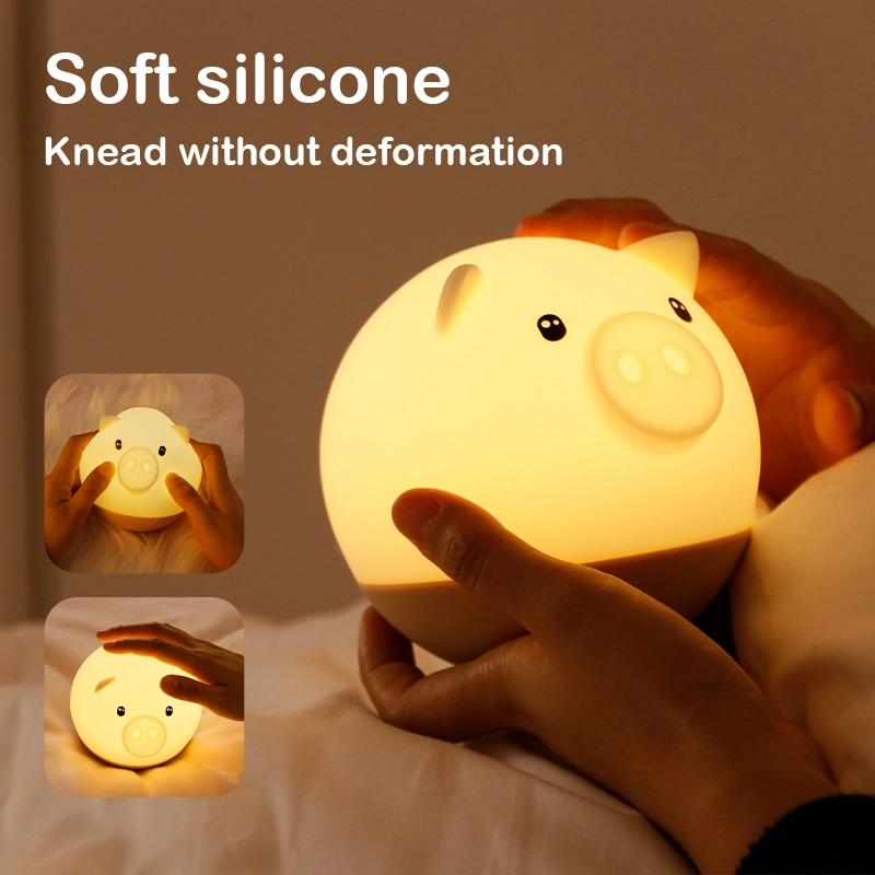 Creative Pig Christmas Gift Home Decor Silicone Night Light