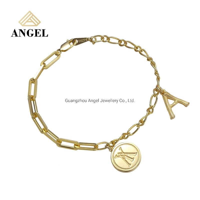Fashion New Alphabet Design 18K Gold Plated S925 Sterling Silver Women Bracelet