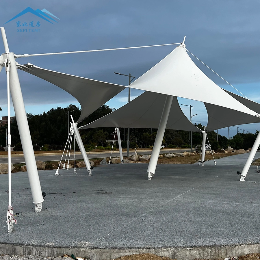 PVDF Tarpaulin Tensile Membrane Structure Fabric Shade Structure Waterproof Tent