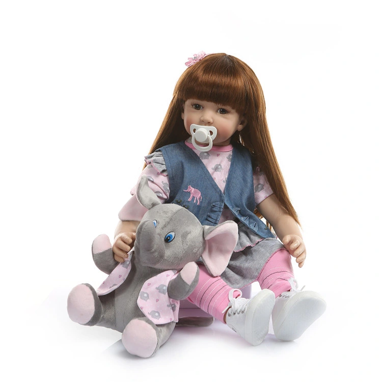 60cm Soft Silicone Reborn Baby Doll Toy for Girl Long Hair Princess Toddler Babies Lifelike Alive Bebe Bonecas Kid Birthday Gift