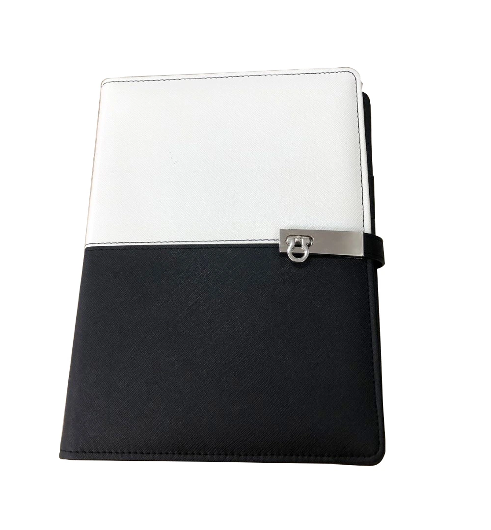 Grey PU Leather Notebook with Magnetic U Disk Buckle Business Daily Journal for Business Supply