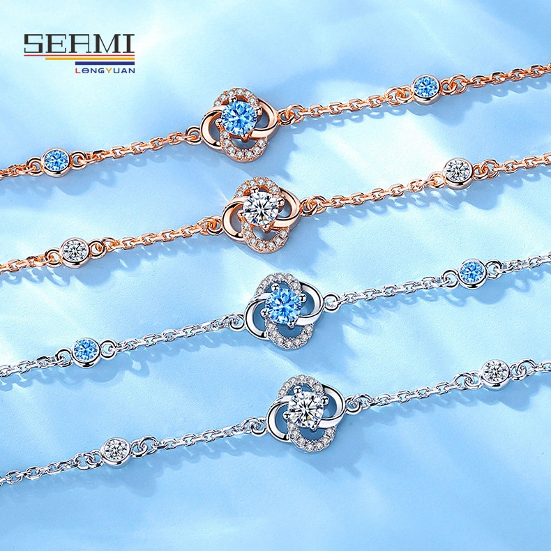 S925 Silver Lucky Four-Leaf Clover Bracelet Flower Boudoir Wrist Accessories Bracelets