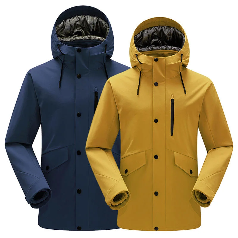 Le phoque à capuchon à fermeture éclair complète de randonnée personnalisé montagne veste imperméable 3 en 1 ligne avec la toison pour les hommes et femmes