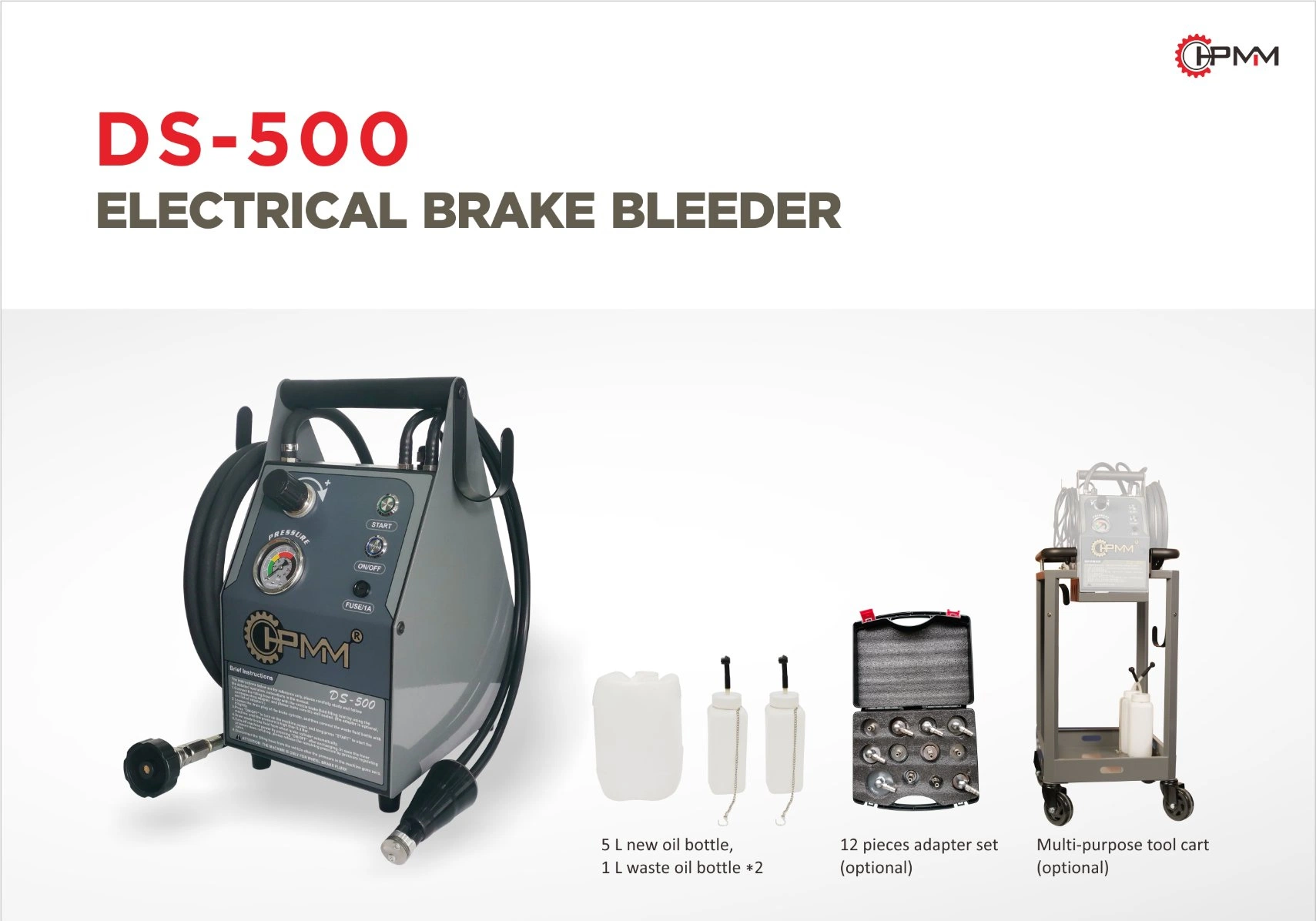 Ds-500 Wheel Mounted Electrical Brake Pressure Bleeder Quick Brake Fluid Exchanging Brake System Bleeding Tools