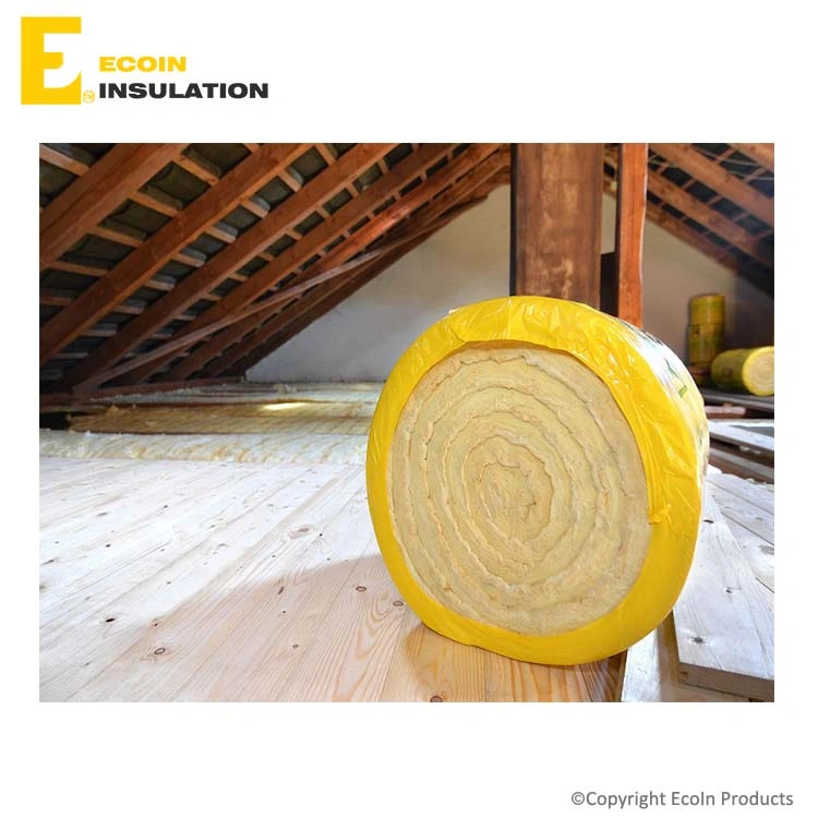 Fiberglass Insulation Roll with One Side Kraft Paper Facing Fiberglass Wool Insulation Material Eco Brown Heat Insulation Glass Wool