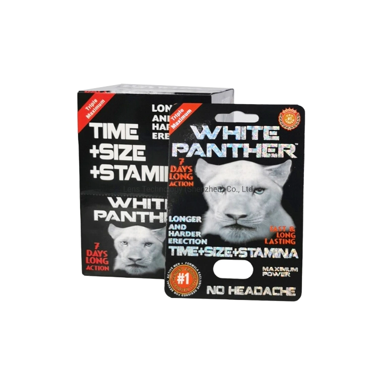 Custom Size White Panther Pills Box Package