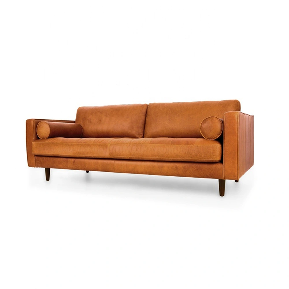 MODERNES Sofa aus LEDER AUS DER MITTE des Jahrhunderts Sofa aus getuftetem Leder Sofa 3 Sitzer