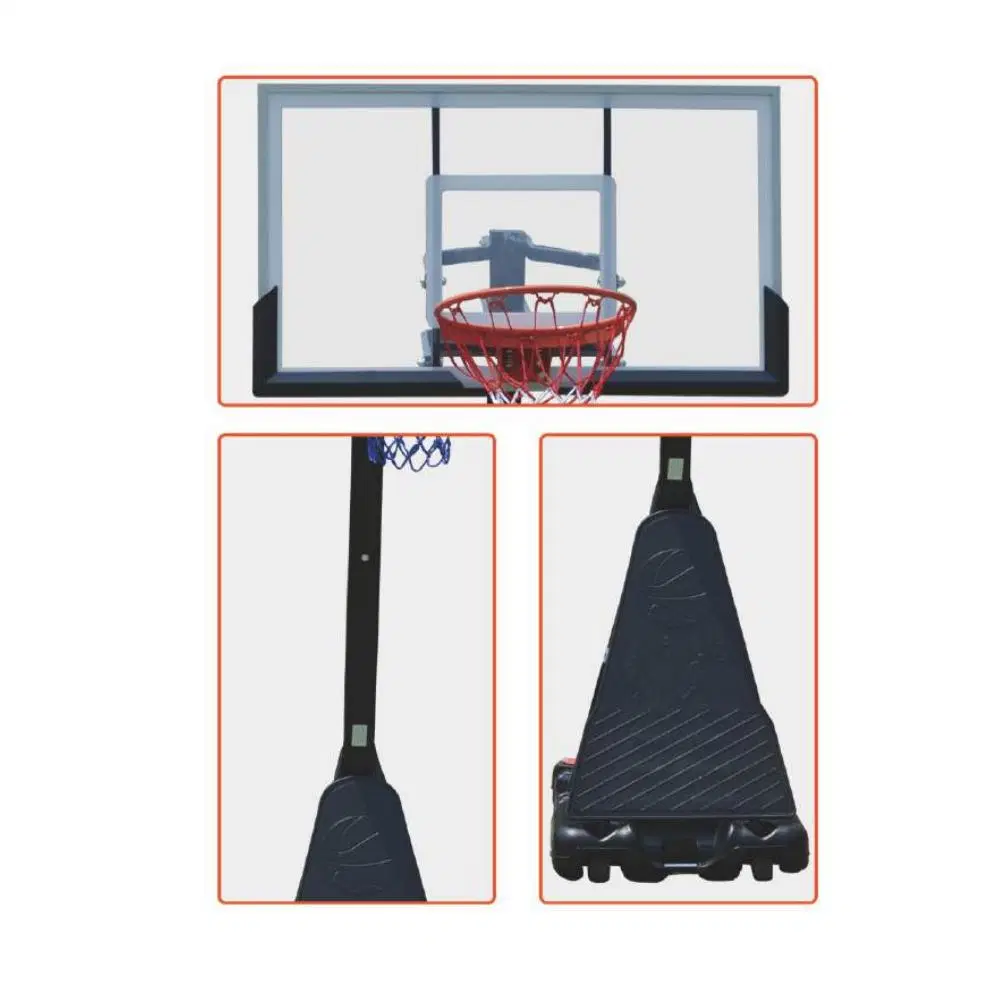 Support de basket-ball portable avec ressort de fond réglable à base en HDPE amovible Jante