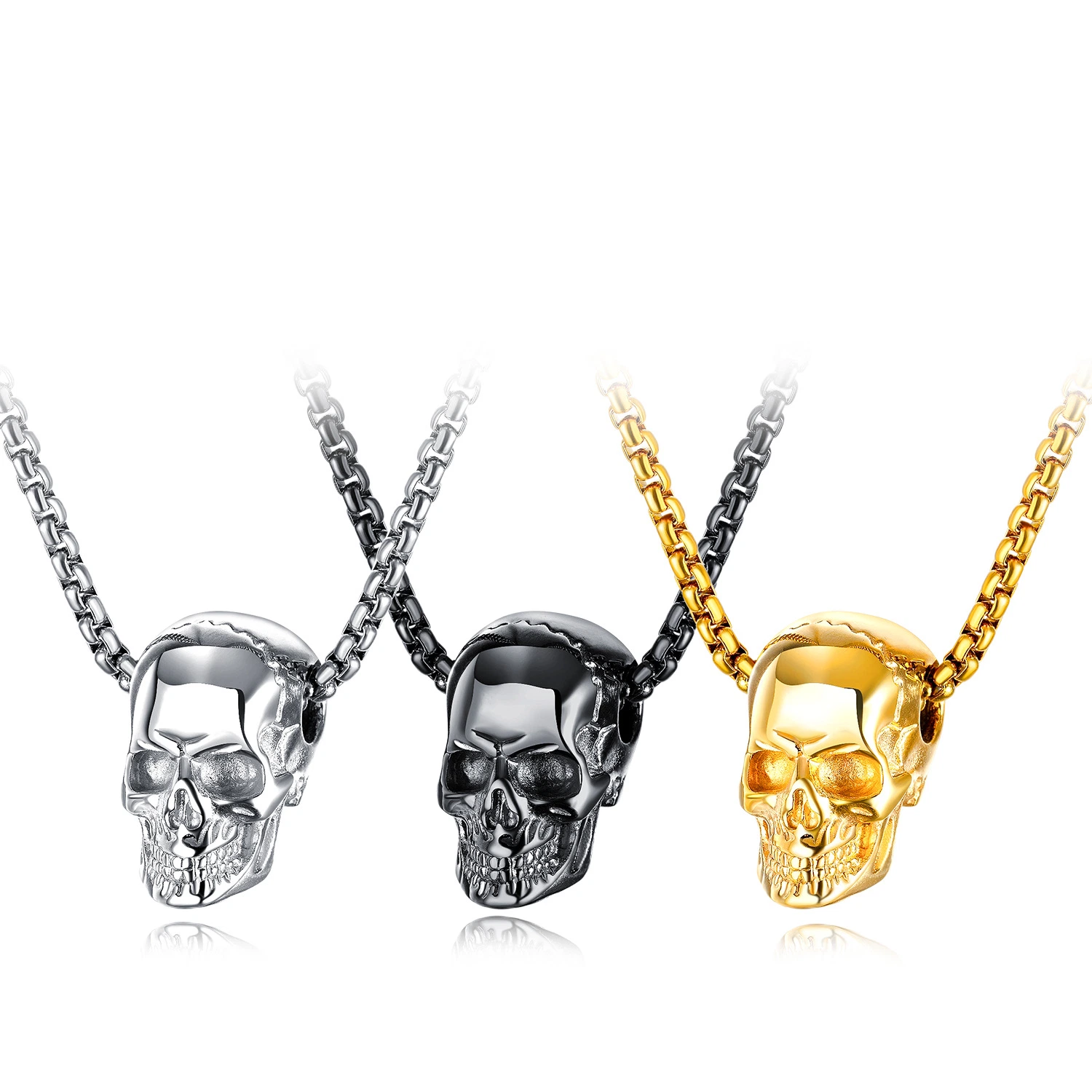 European and American Street Fashion Trend Personalized Skull Titanium Steel Necklace Retro Stainless Steel Men&prime; S Accessories