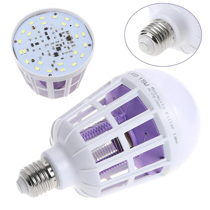 Bombilla LED asesina de mosquitos E27/B22 de 220V y 9W o 15W de potencia.