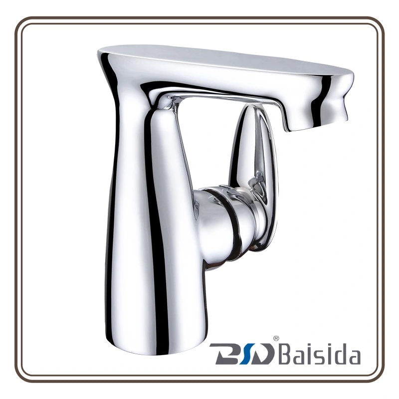 Brass Chrome Single Handle Polished Surface Bathroom Basin Mixer Faucet