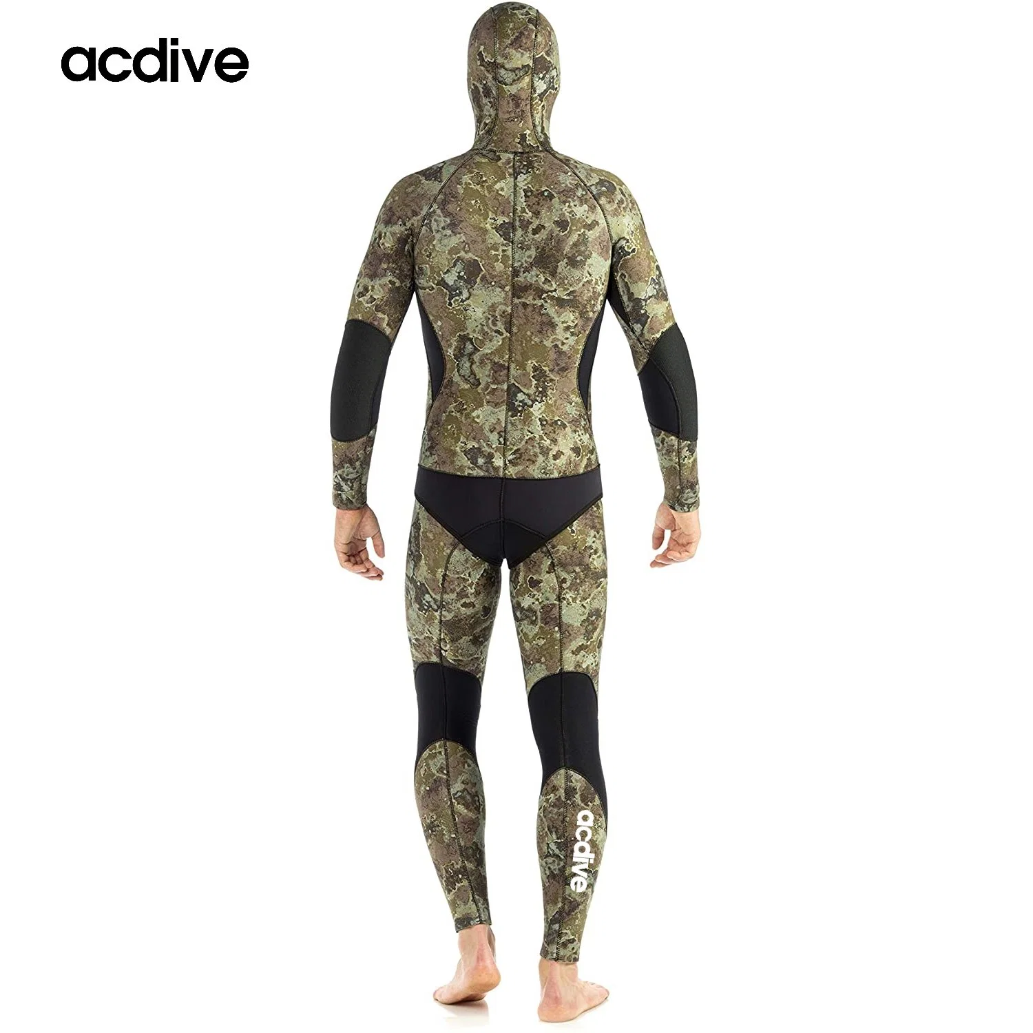 2. PCS 5mm Spearfinshing Camo Stretchy Neoprene Men Hooded Cr Open Cell Scuba Diving Wetsuit