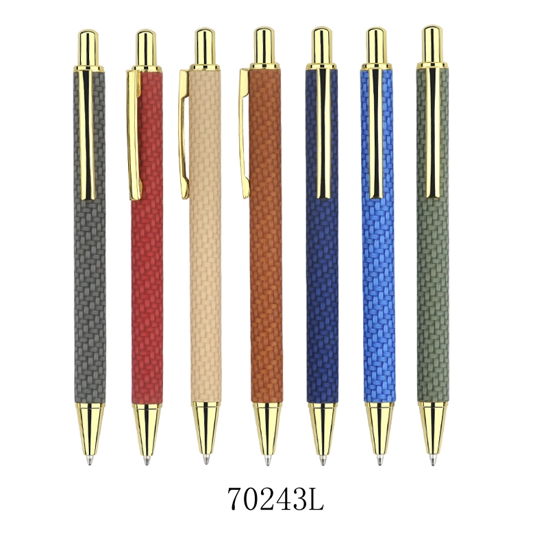 New Stylish Weave Coated Personalized Logo Marketing Aluminum Ballpoint Pen