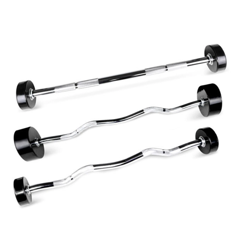 Okpro Power Lifting Bar Fitness Rubber Coated Fixed Weight Lifting Barbell Set