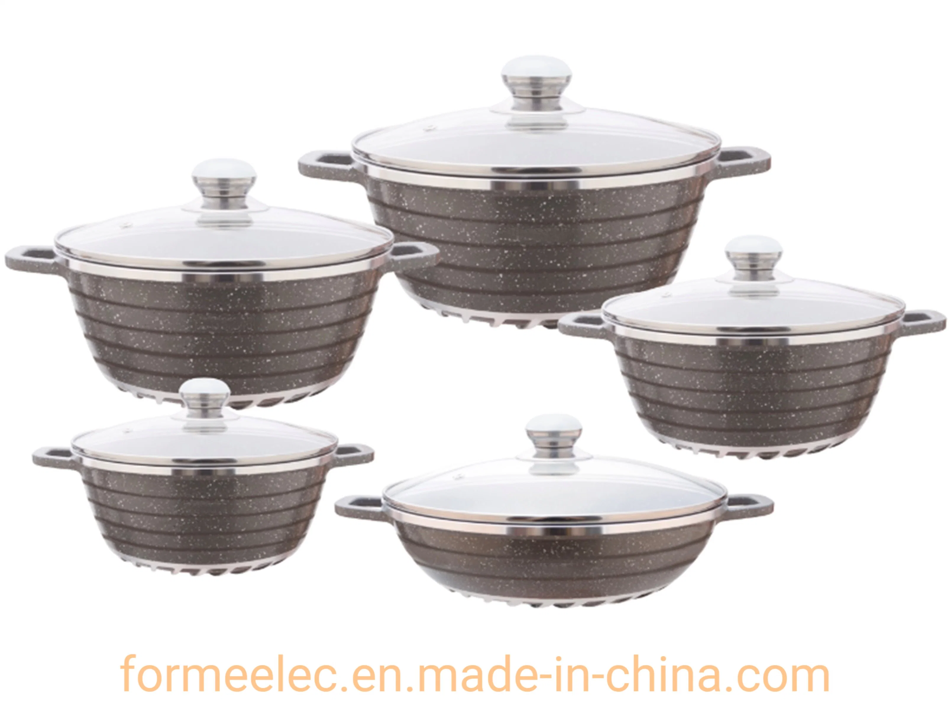 Maifan Stone Stewpot Marble Kitchenware Aluminum Cookware Set 10PCS Casserole Set