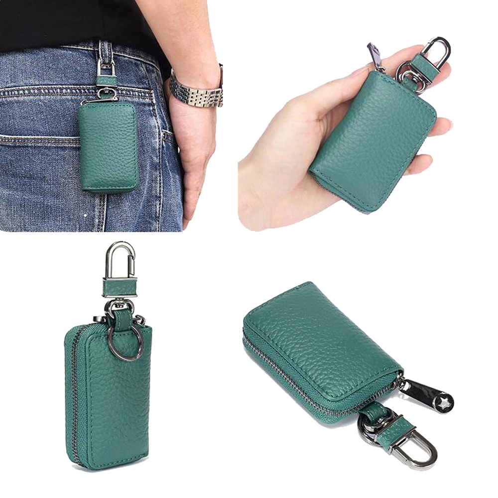 Leather Car Key Holder Case with Keychain