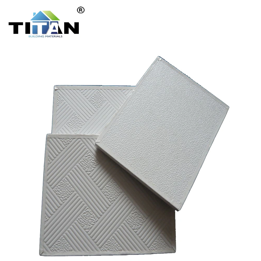 Easy to Clean Gypsum Suspended Ceiling Tiles 60*60 Standard Paper-Faced Gypsum Board PVC Film Plasterboard Ceilings Square 0.2%