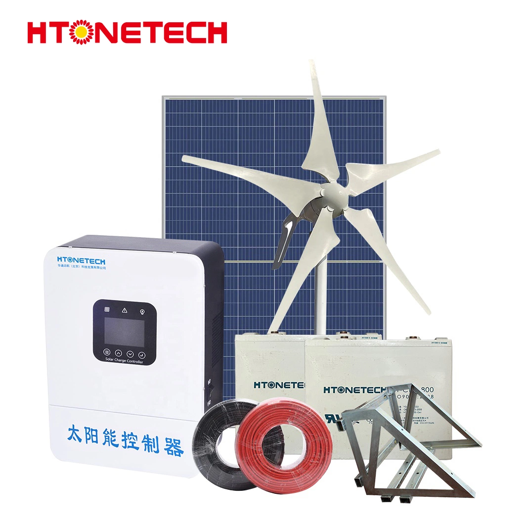 Htonetech 10 20 30W 12V Panneau Solaire Monocristallin Batterie Usine Système de Stockage de Chaleur Chine Meilleur Système Hybride Éolien Solaire avec Régulateur de Charge de l'Éolienne