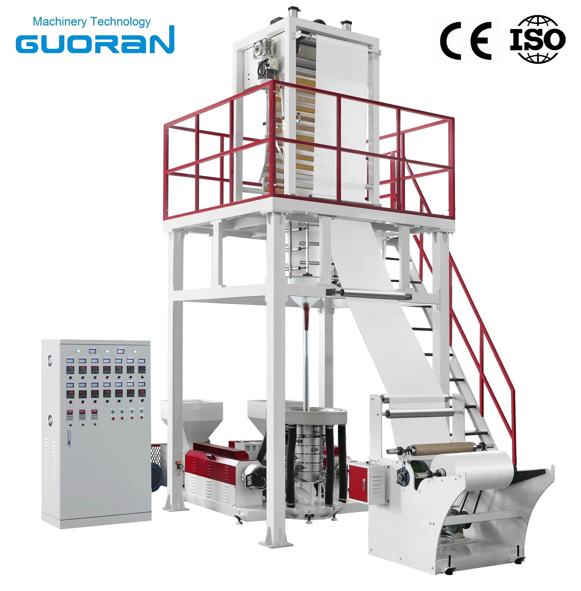 Automatic ABA Three Layer Rotary Head Co-Extrusion PE HDPE LDPE Film Blowing Extruder Machine